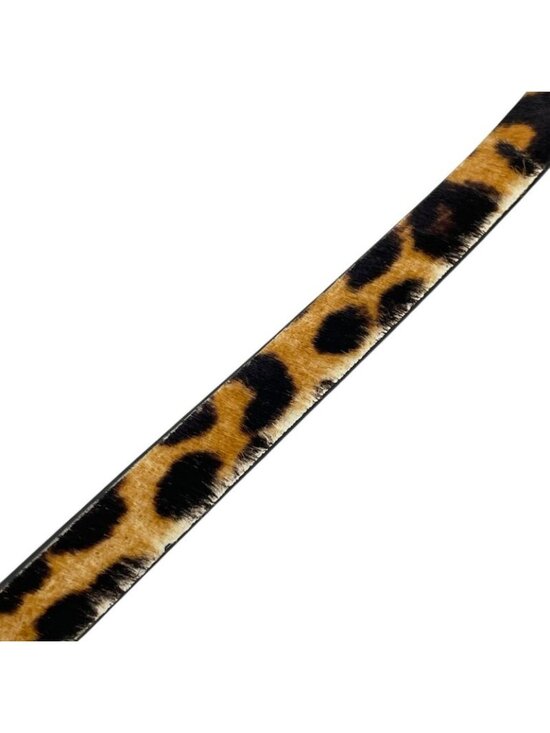 Dior Crystal Stone Leopard Belt Brown Calf Hair Leather